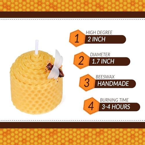 DEYBBY Yellow Natural Beeswax Votive Candles Set of 6 - Image 2