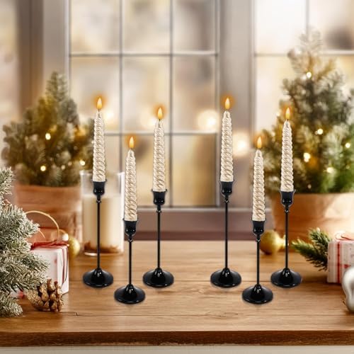 6pcs Black Candle Holder, Black Candlestick Holders Taper Candle Holders for Pillar Candles Sticks Holder Decor Halloween Christmas Decorations Candle Stick Holder Candelabros para Centros de Mesa - Image 4