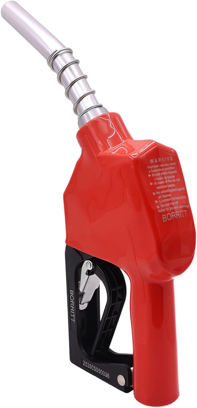 Red 3/4" Inch NPT Automatic Shut-Off Fuel Nozzles Three Notch Hold Open Clip With Filter 13/16"Spout Max Flow Rate 16 GPM Perfect For Gas Stations,Transportation for diesel,gasoline,kerosen