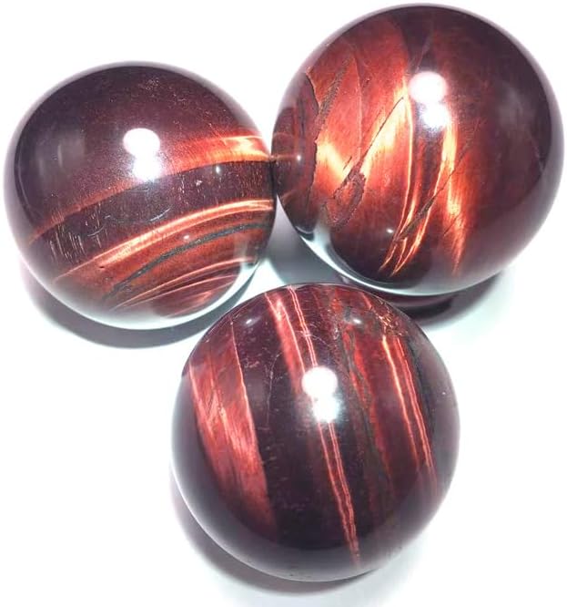 2.4-2.8 inch Natural Red Tiger Eye Crystal Ball with Stand, Hand Polished Quartz Massage Sphere, Reiki Healing Gemstone Ball, Feng Shui Room Desktop Decorative Rock Orb