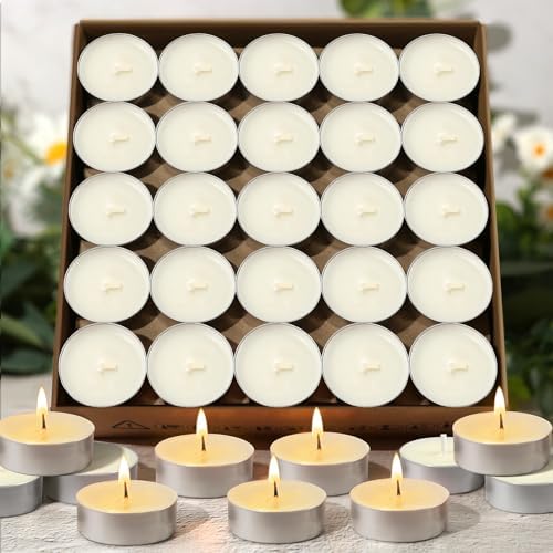 Soy Tea Lights Candles 100 Pack,4 Hours Long Clean Burning,Natural Soy Wax by MAKALONE