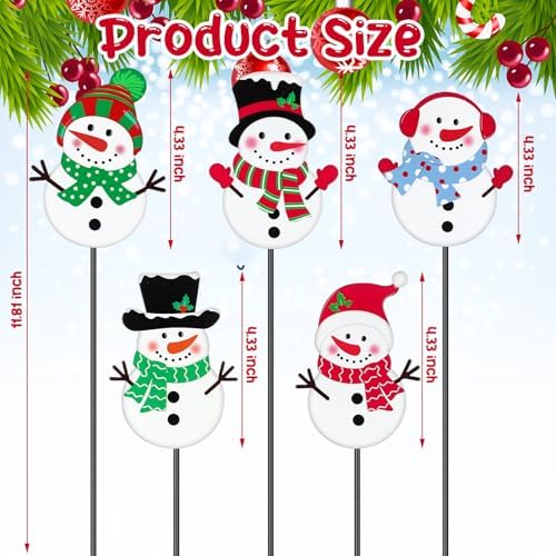 5 Pack 12'' H Metal Christmas Yard Stakes Outdoor Decorations - Image 2