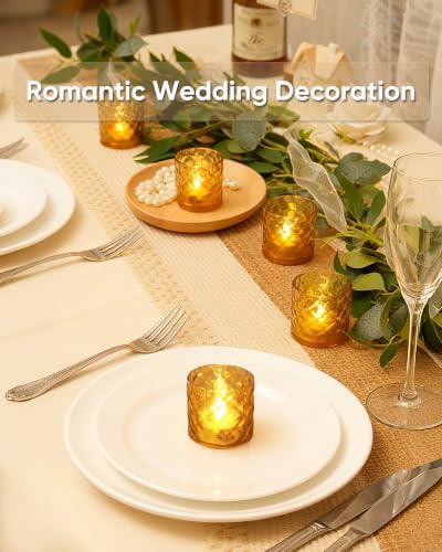 Homemory 2" Gold Acrylic Votive Candle & Holders with Auto Timer, 12 Pack - Image 7