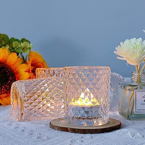 Woho 12Pcs Clear Votive Candle Holders, Tealight Candle Holder for Home Decor, Glass Tea Lights Candle Holder for Birthday Holiday Table - Image 4