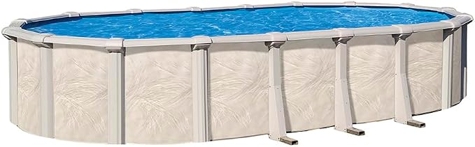 Pools 'Fallston' 18 ft x 33 ft Oval Above Ground Swimming Pool | 52 Inch Resin Protected Steel Sided Walls | Bundle Includes: 25 Gauge Overlap Liner & Widemouth Skimmer