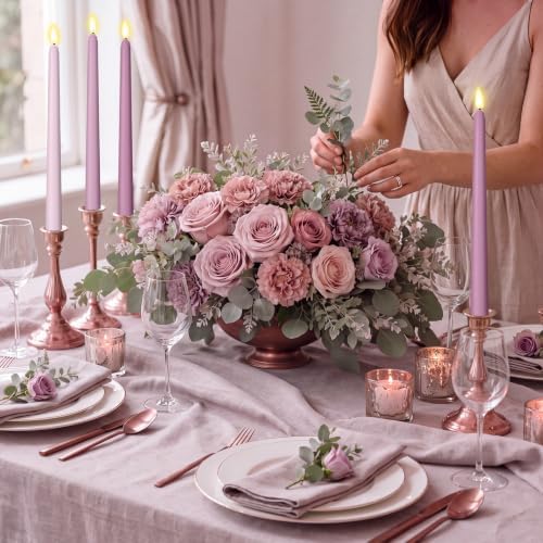 Macarrie 24 Packs Flameless Taper Candles Battery LED 11",Morandi Purple - Image 3