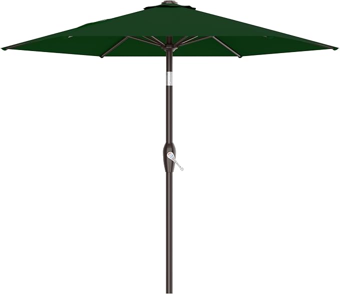 AreShark 7.5FT Patio Umbrella Table Market Umbrella w/Tilt and Crank, Heavy-Duty Outdoor Umbrellas for Pool, Deck, Garden and Backyard, Dark Green
