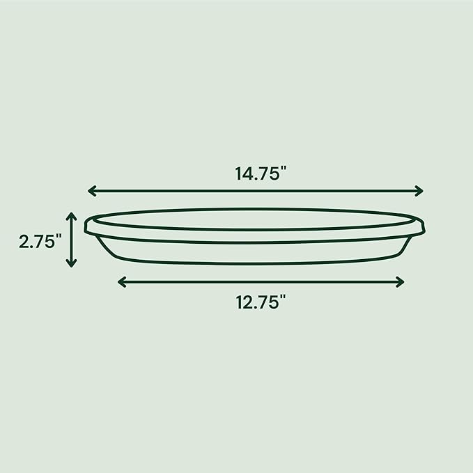 Bloem Terra 16" Round Plastic Plant Saucer, Lightweight UV-Resistant Indoor/Outdoor Flower Pot Tray - Fits 16-inch Planter Pots, Navy, 2-Pack