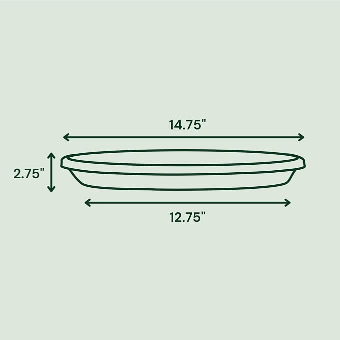 Bloem Terra 16" Round Plastic Plant Saucer, Lightweight UV-Resistant Indoor/Outdoor Flower Pot Tray - Fits 16-inch Planter Pots, Charcoal, 2-Pack