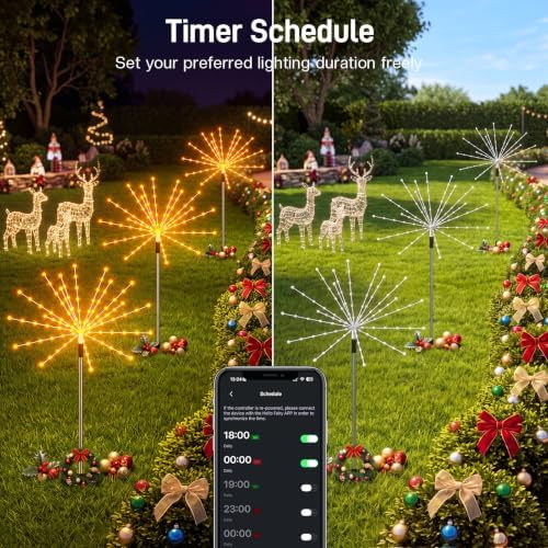 3 Pack 234LEDs Smart RGB Christmas Fireworks Pathway Light with APP Control - Image 6