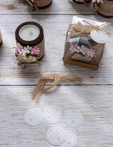 10 Wooden Tea Candle Holders for Baby Baptism Party Favors, Baby Shower Favors for Guests, Baby Girl Gender Reveal, Party Decorations (Dark Brown - Pink) - Image 3