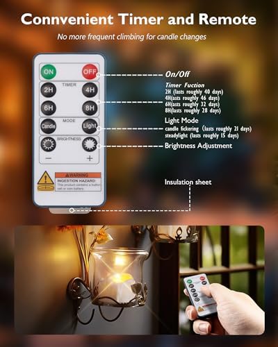 Homemory 12-Pack Remote Flameless LED Battery Tea Light Candles, 400+Hrs - Image 2
