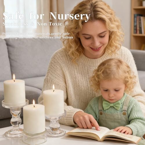 Unscented Soy Pillar Candles,Non-Toxic 2.8x3 Inch Candle,30 H,6 Pack - Image 6