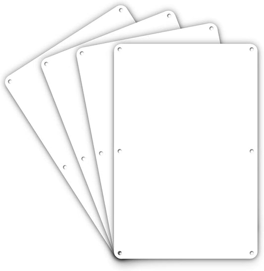 Faittoo Blank Write-On Metal Sign, 4-Pack 12 x 8 Inches Rust Free Aluminum, UV Protected, Waterproof, Weather Resistant, Durable Ink, Easy to Mount
