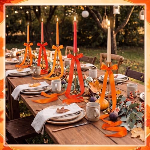 12 Pcs Gradient Orange Party Taper Candles with 3 Roll Ribbon - Image 3
