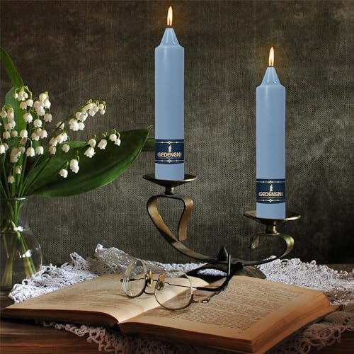 Blue Taper Candle Dripless Candlesticks - Gedengni 4pcs Unscented Candles Long Candle Sticks 7inches Grey Tapered Candles for Home Party Wedding Restaurant Holiday Decor,18D-GREBLU - Image 3