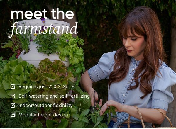 Farmstand Starter Kit Hydroponic Garden Tower with 30 Seedling Credits | 5 ft Vertical Self Watering Outdoor Planter System for Vegetables, Herbs & Greens | Family Growing System | Made in USA