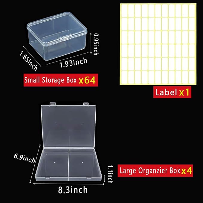 68pcs Bead Storage Containers, Bead Organizer Boxes And Craft Storage Boxes For Bracelet Making DIY Jewelry Craft Nails, Bracelets, Jewelry, Diamonds, Clay Beads, (4 Pack 1.93x1.65x0.95inch)