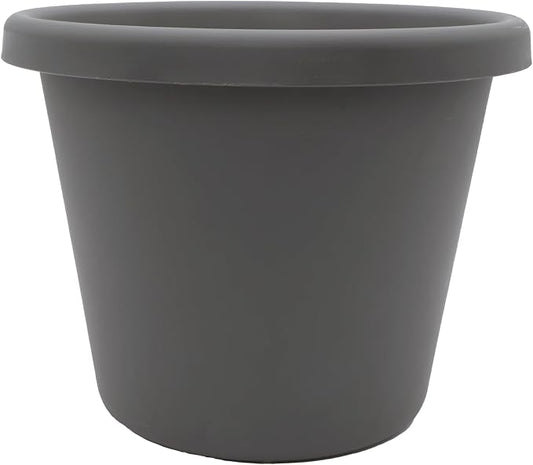 The HC Companies Classic Round Plastic Plant Pot w/Rolled Rim - Lightweight & UV Resistant Flower Pot for Herbs & More - Outdoor & Indoor Plant Pots w/Drainage (11.5 inch Warm Gray, Pack of 1)