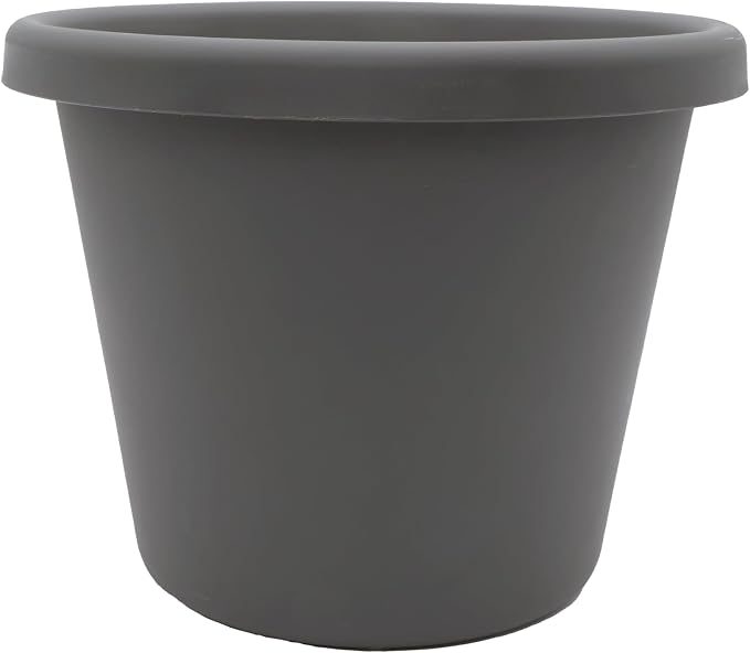 The HC Companies Classic Round Plastic Plant Pot w/Rolled Rim - Lightweight & UV Resistant Flower Pot for Herbs & More - Outdoor & Indoor Plant Pots w/Drainage (17 inch Warm Gray, Pack of 1)
