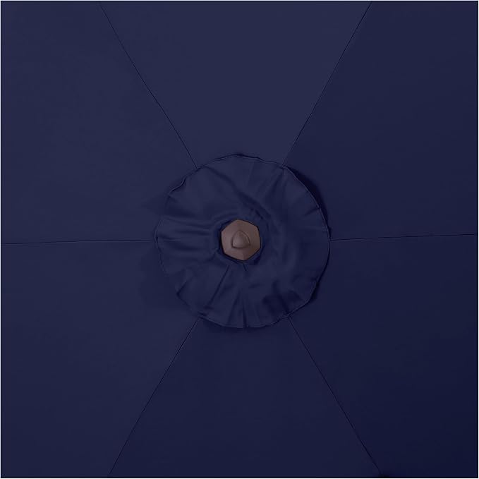 FLAME&SHADE 9ft Patio Umbrella - 2 Tiers Outdoor Umbrella with Push Button Tilt and Crank for UV Protection, Table Market Umbrella for Garden, Deck, Backyard, Pool and Beach(Navy Blue)