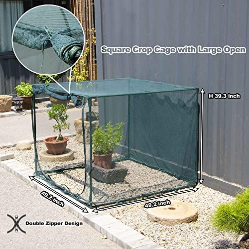 Square 4'x4' Netting Cover 3.3FT Tall Crop Cage Pest Guard Cover for Vegetables Fruits Durable Plant Garden Net with 4 Stakes - Image 2