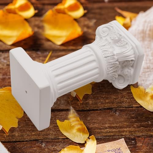 Saihisday 2Pcs White Roman Pillar Statues Greek Columns Candle Holder Mini Roman Pillar Greek Columns Mini Resin Decorations for Wedding Table Garden Home Decoration, 3.9" D x 7.5" W x 7.5" H - Image 4