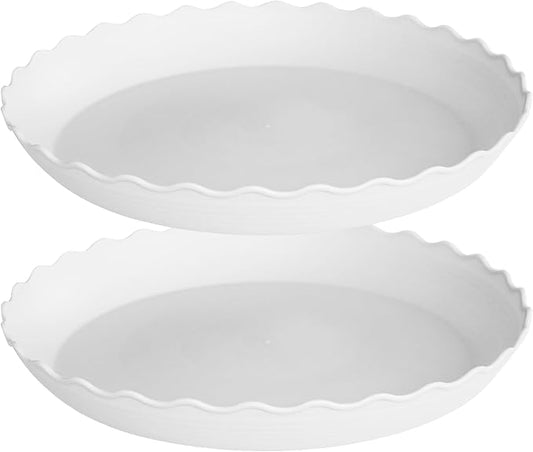 2 Pack Plant Saucer 18 inch, Heavy Duty Plastic Plant Saucers, Durable Plant Tray for Pots, Flower Saucers for Indoors, Plant Pot Saucers, Trays for Planter (White)