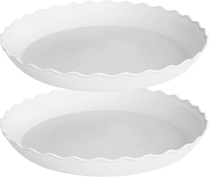 2 Pack Plant Saucer 12 inch, Heavy Duty Plastic Plant Saucers, Durable Plant Tray for Pots, Flower Saucers for Indoors, Plant Pot Saucers, Trays for Planter (White)