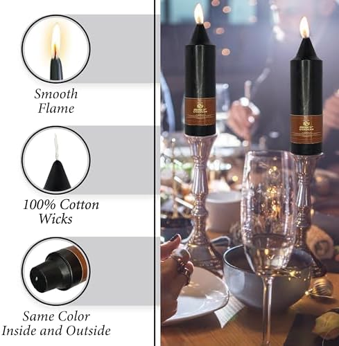 Black Short Taper Candle Candle Sticks, 5 Inch Mini Pillar Candles, 4PCS Handmade Unscenteds Candlesticks for Festive, Party, Spell, Wedding, Home Decor - Image 3