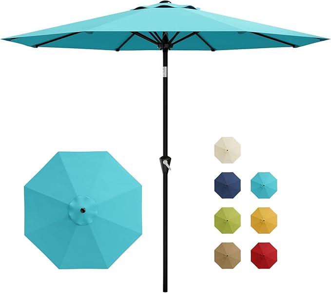 Garvee 9FT Patio Umbrella - Outdoor Table Umbrella with Smooth Crank Lift, Push Button Tilt and 8 Sturdy Ribs - Market Umbrella UV Protection Waterproof for Pool, Deck, Yard, Garden