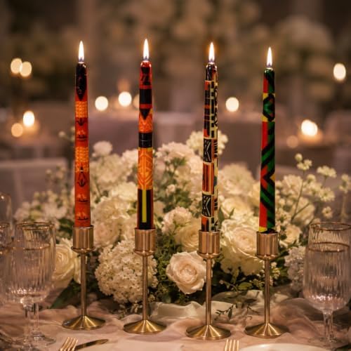 African Print Taper Candles 10in,4 Pack Unscented for Dinner Decor - Image 6