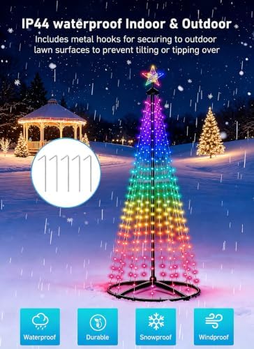 oneup 5FT Christmas Cone Tree Light, Smart RGB Light with App & Remote - Image 4