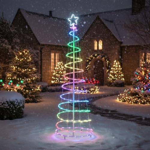 Tangkula 6 FT Lighted Spiral Christmas Tree with 135 LED Lights by TANGKULA
