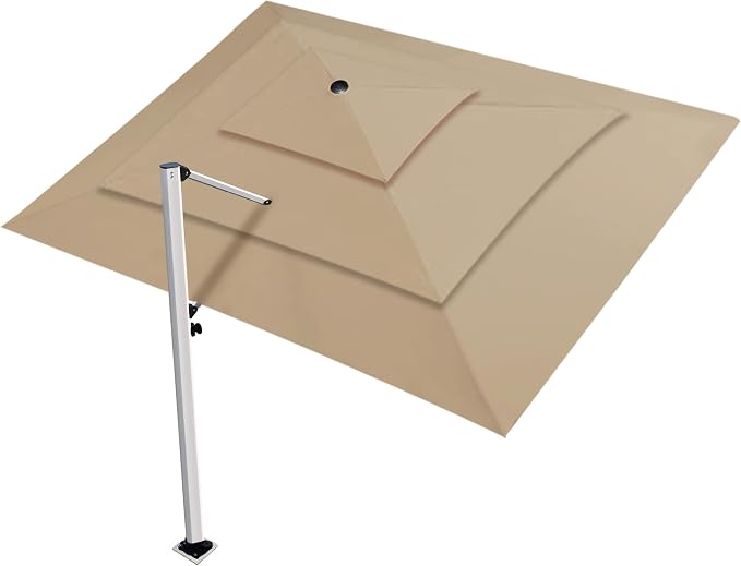 EliteShade USA APOLLO 3-Tier 10x13FT Full Aluminum Cantilever Patio Umbrella for Outdoor Restaurant Garden Courtyard Deck Pool and Marketing with Light (No battery), Heather Beige