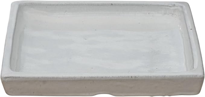 10 Inch Plant Saucer (Ceramic) - Square White Flower Pot Tray - Handcrafted, Durable Planter Base