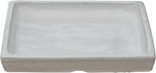 15 Inch Plant Saucer (Ceramic) - Square White Flower Pot Tray - Handcrafted, Durable Planter Base