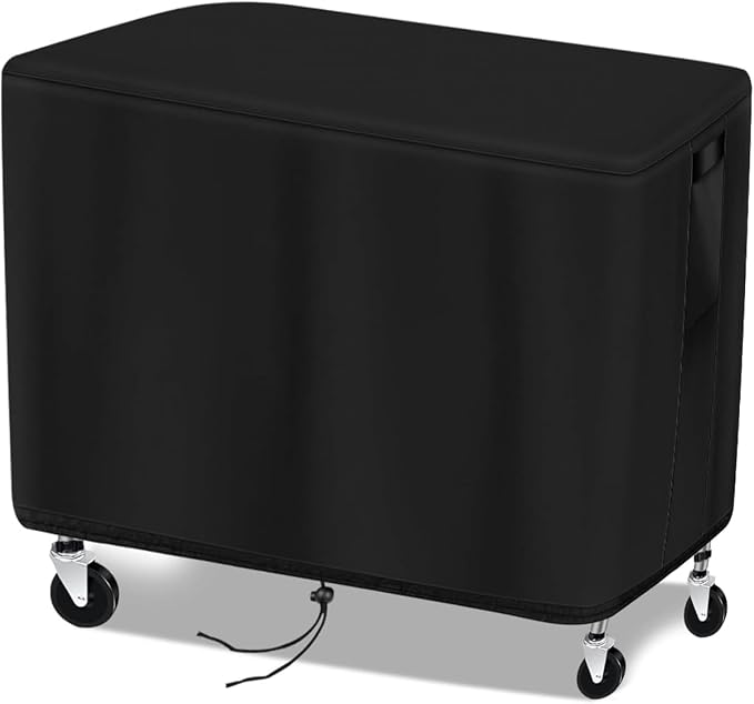 Patio Table Cover for Outdoor Grill Cart, 47-inch Waterproof Rolling Utility Service Cart Cover Stainless Steel Pizza Oven Table Covers - 47"L×27"W×32"H, Black
