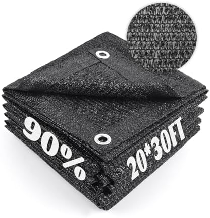 Sun Shade Cloth with Grommets for Garden, 90% 20x30ft, Black by CoolArea