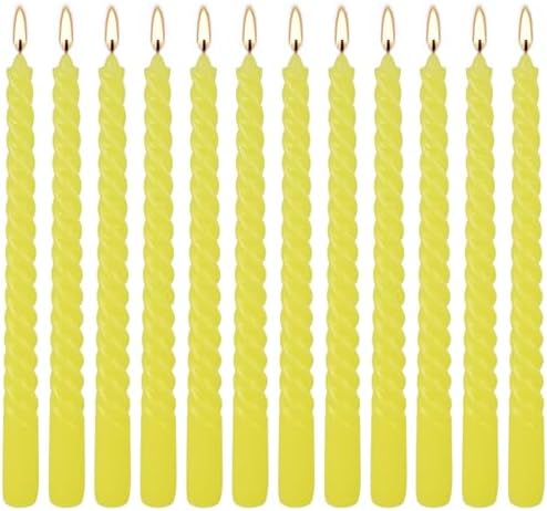 12 Pack 10 inch Yellow Spiral Taper Candles - Dripless, Smokeless, Unscented - 7 Hours Long Burning - Spiral Tall Candlesticks - Perfect for Home Decor, Weddings,Halloween, and Special Occasions. - Image 4