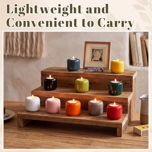 Suclain 10 Pcs 0.7 Inch Chime Candle Holder Small Candle Holders Ceramic Holder for Rituals, Spells, Vigil, Altar, Witchcraft, Wiccan Supplies (Colorful) - Image 4