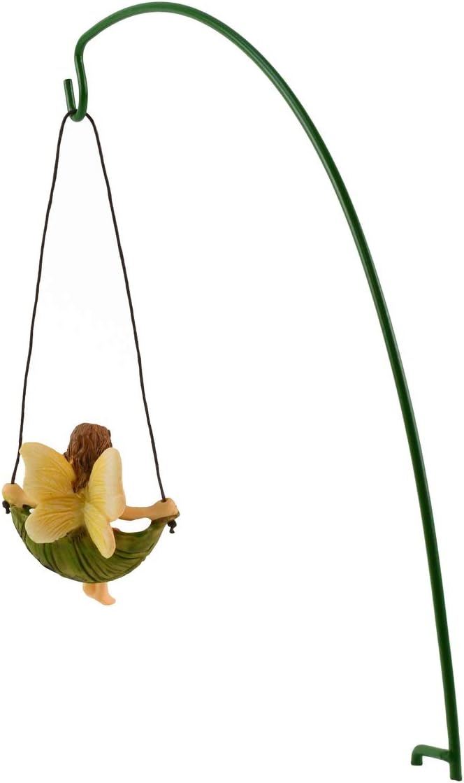 Treasure Gurus Miniature Leaf Tree Swing Fairy Girl Figurine Garden Accessory Dollhouse Decor