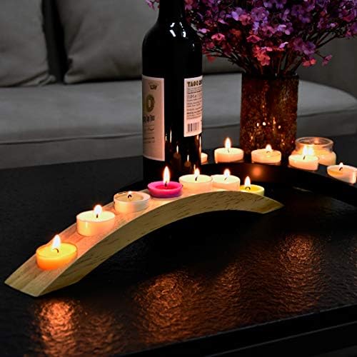 Narrow Wooden Bridge Tealight Candle Holder Bar - 7 Slots, 15 inch, Black - Image 3