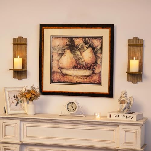 Wall Candle Holder Decor Set of 2 for Fireplace, Light Brown - Image 3