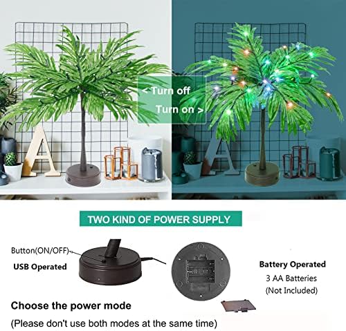 28 Colors Changing Light Up Palm Tree Table Decor, 23In Tropical Artificial Palm Tree Lights Battery USB Powered, LED Mini Palm Tree Table Centerpiece for Luau Summer Hawaiian Party Home - Image 5