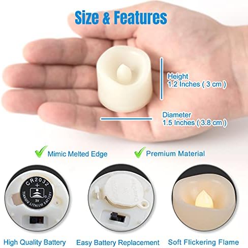 48 PCS LED Flameless Flickering Tea Lights Votive Candle Battery Operated/Electric Flicker LED Tealight Bulk Fake Candles for Halloween Christmas Wedding Party Decorations (Warm White) - Image 5