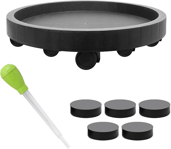 1Pack 20''Extra Large Plant Stand with Wheels, Plant Stand Dolly for Heavy Planter,Wheeled Planter Saucer Tray,Rolling plant stand,Heavy-Duty Plant Caddy with Casters for Indoor and Outdoor(Black)