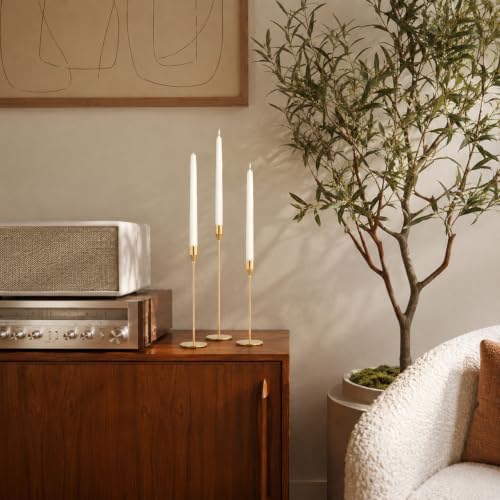 NLBTW Gold Taper Candle Holders, Set of 3 Metal Candlestick Holders for Candle Sticks Holder Decor, Ideal for Mantle Table Centerpiece, Weddings, Dining, Housewarming Gift & Anniversaries - Image 2