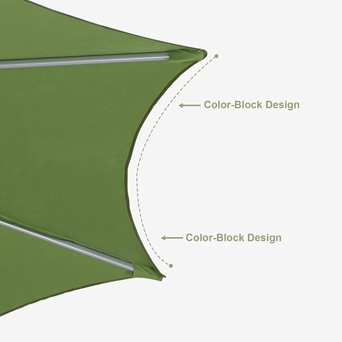 Tempera Patio Umbrellas Arc Edge Outdoor Table Market Umbrellas with Crank & Pust Button Tilt|Auto-Tilt, 8 Steel Ribs, High Color-Fastness Canopy