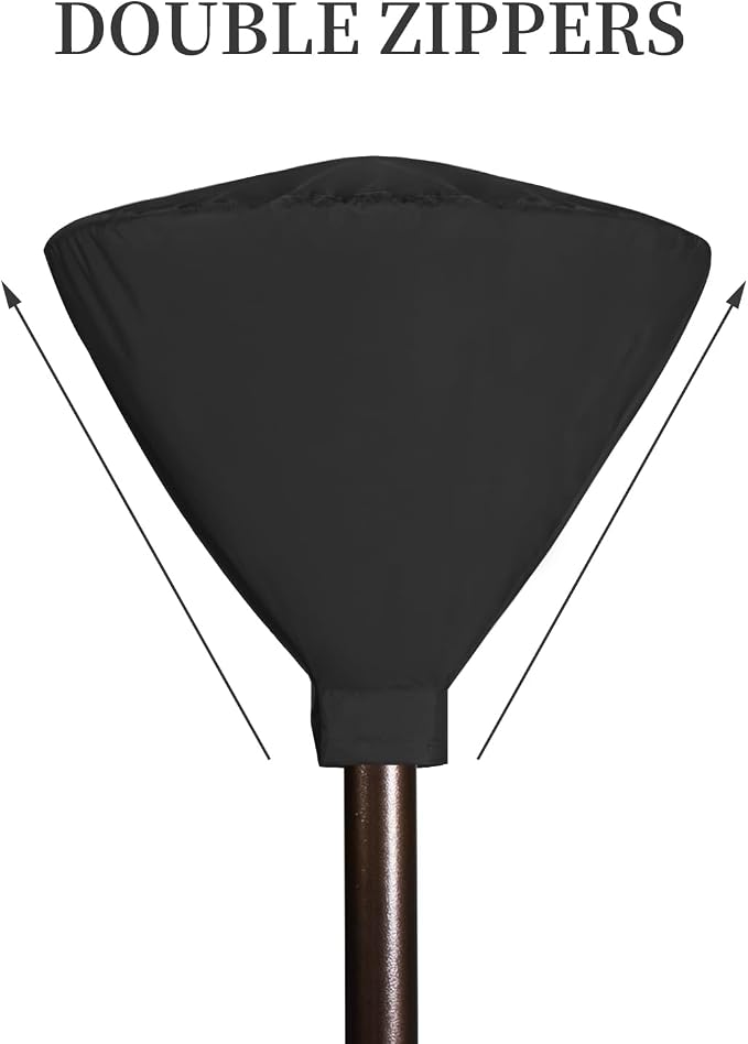 Easy-Going Patio Heater Head Cover with Zipper and Storage Bag, Waterproof Outdoor Round 34"D Heater Cover Top for Standing Heat, Dustproof, UV-Resistant, Black
